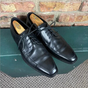 ECCO HELSINKI OXFORD Bike Toe Black Leather Dress Shoe Square Toe Size EU 44/10